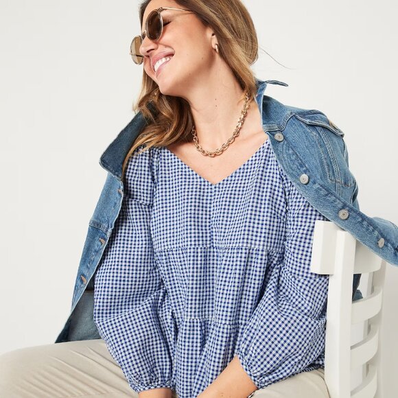 NWOT – Old Navy Tiered Seersucker Long-Sleeve Swing Top Large Tall - Picture 7 of 8